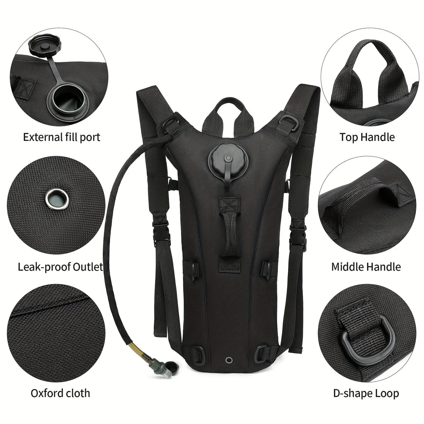 Hydration Backpack with 101oz Water Bladder Tactical Lightweight Pack for Hiking Biking Running Climbing – Adjustable Straps Large Capacity Black Green