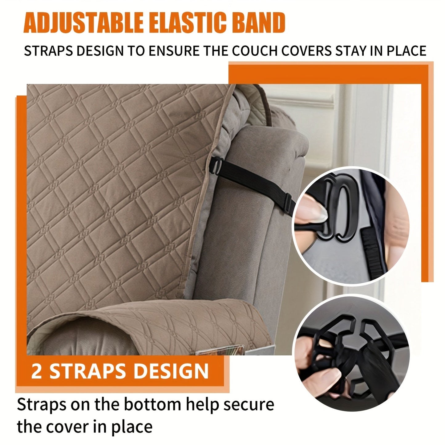 Waterproof Recliner Cover Slipcover with Side Pockets Anti-Slip Straps 4-Layer Quilted Fabric Pet Kid Proof Machine Washable Recliner Chair Protector – 11 Colors