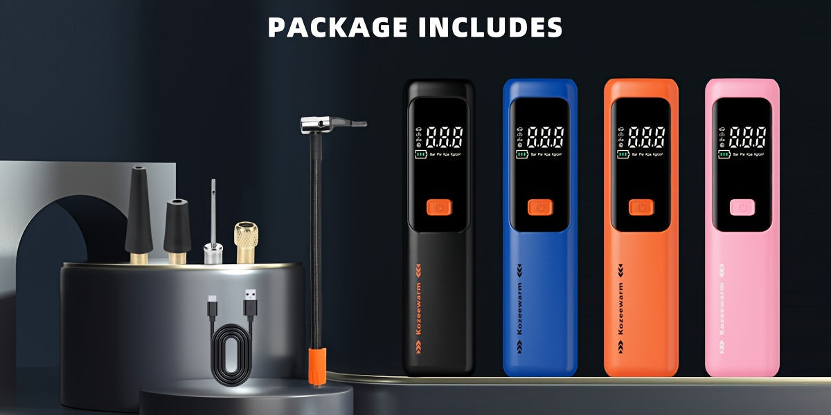 Cordless Tire Inflator Portable Air Compressor with Digital Pressure Gauge, USB Rechargeable, 3X Fast Inflation for Car, SUV, Truck, Bike, Motorcycle, Ball & Sports Equipment – Compact Auto Air Pump