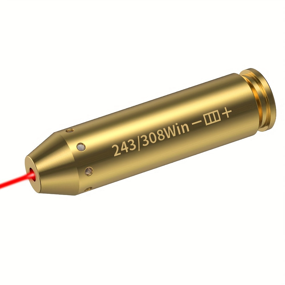 Red Laser Bore Sighter Multi-Caliber Firearm Sight Alignment Tool for 9mm 223rem 308win 45ACP 7.62 40SW 30-06 38SPL 12GA 44Mag 6.5mm, Copper Alloy Barrel Mount, 3 Battery Sets Included – Rifle Pistol Shotgun Accessory