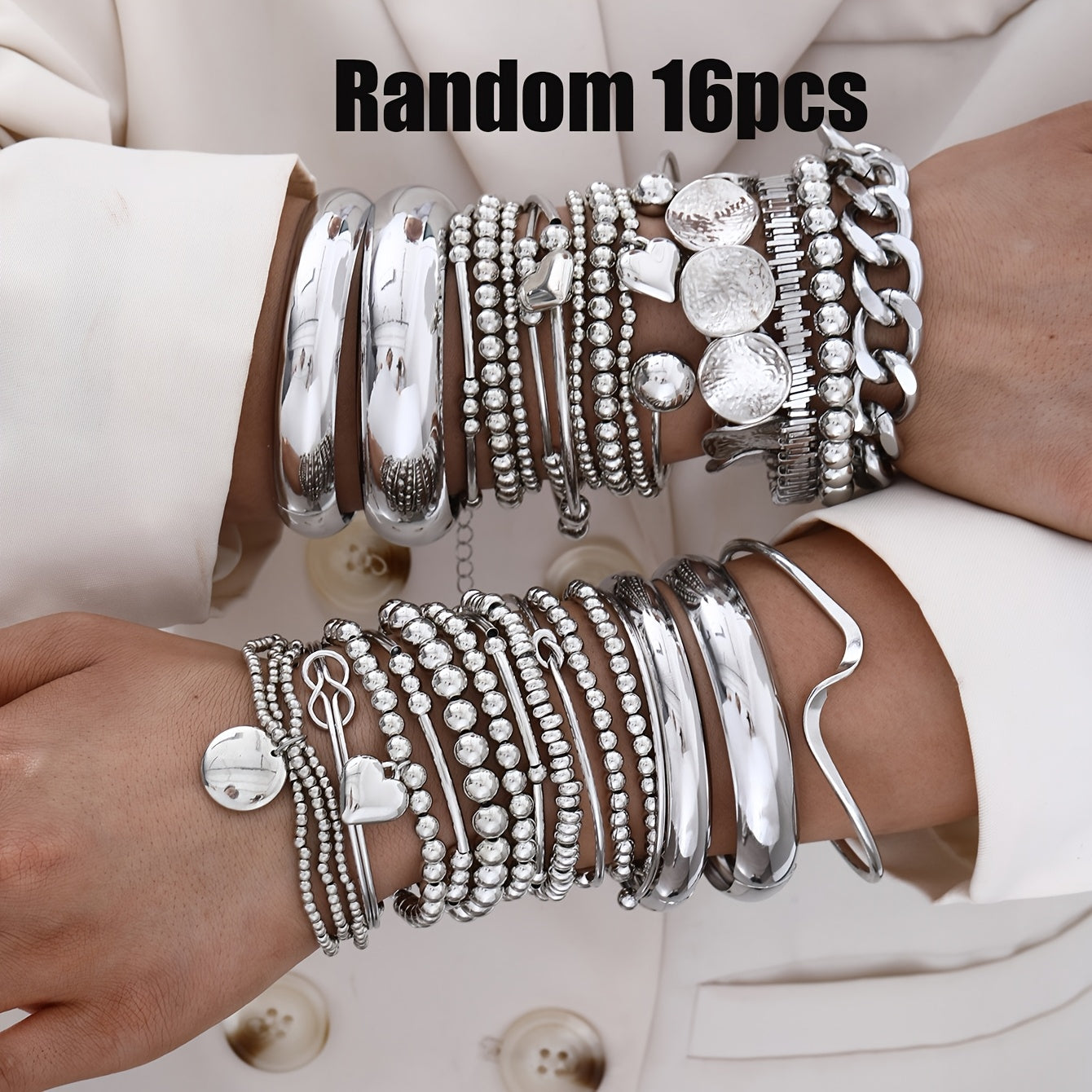 Vintage Bowknot & Leopard Plaid Charm Bracelet Set for Women – Boho Irregular Cord Bracelets, Random Styles & Colors, Silver & Gold, 7-Piece or 16-Piece Bundle for Resort & Daily Wear