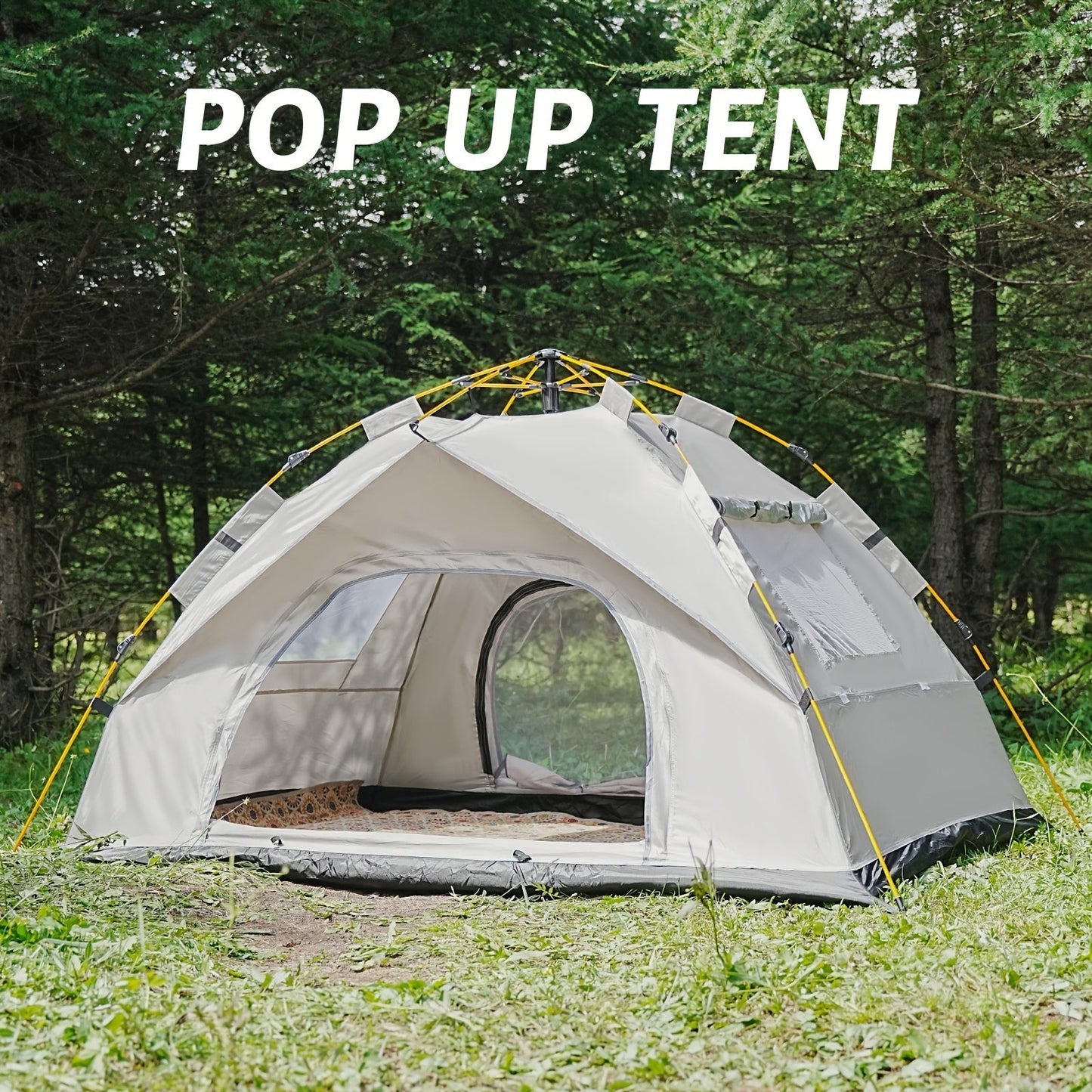 Automatic Instant Setup Camping Tent 1-4 Person All-Season Windproof Lightweight Tent with Dual Doors & Mesh Windows for Camping Hiking Travel – Durable Portable Outdoor Shelter