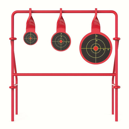 Spinner Shooting Target Stand for .22LR - Triple Steel Spinner Targets Foldable with 15-Pack Bullseye Paper Targets, Outdoor Shooting Practice, Durable Air Strike Target System for Range Training