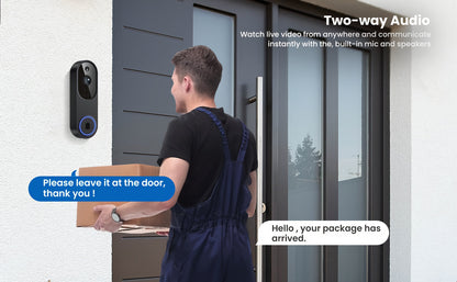 960P Smart Video Doorbell Wireless WiFi Camera – Two-Way Talk, Color Night Vision, AI Person & Vehicle Detection, 2.4G/5G WiFi, 3:4 Full View Screen, Real-Time Remote Monitoring for Home Security