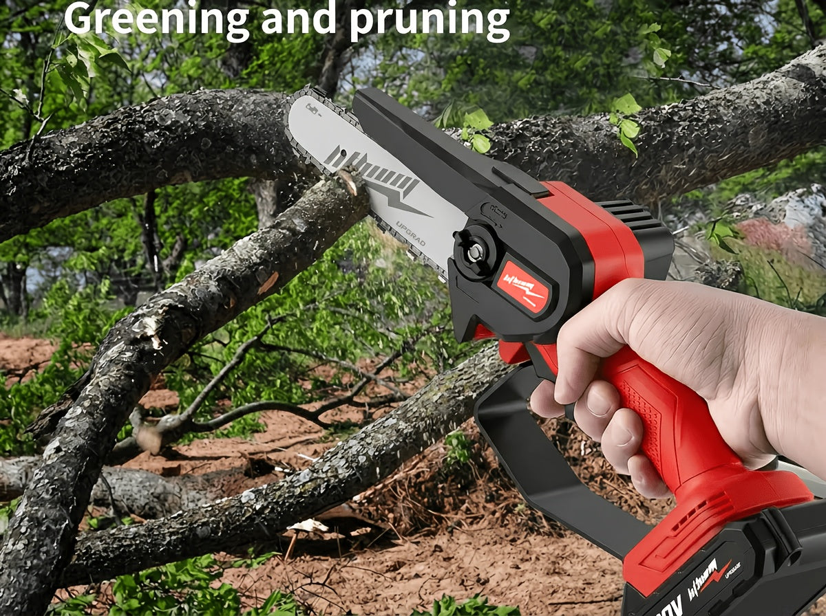 Mini Chainsaw Cordless 6 Inch Battery Powered Electric Chainsaw with Safety Guard Adjustable Chain Ergonomic Grip for Tree Trimming Branch Cutting Yard Work - Gift for DIY Home Garden Outdoor