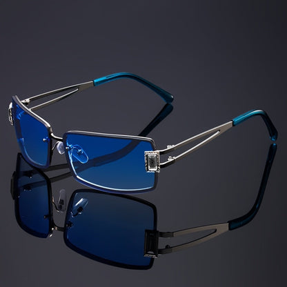Rhinestone Square Party Glasses for Women & Men – Bold Hip Hop Rave Festival Eyewear, Luxury Crystal Decoration, Color Options, Includes Case & Cleaning Cloth