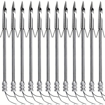 12-Pack Stainless Steel Fishing Slingshot Arrowheads – Detachable Bowfishing Arrow Tips, Slingshot Fishing Darts for Bow Fishing & Slingshot Shooting, Replacement Broadheads Fishing Accessories