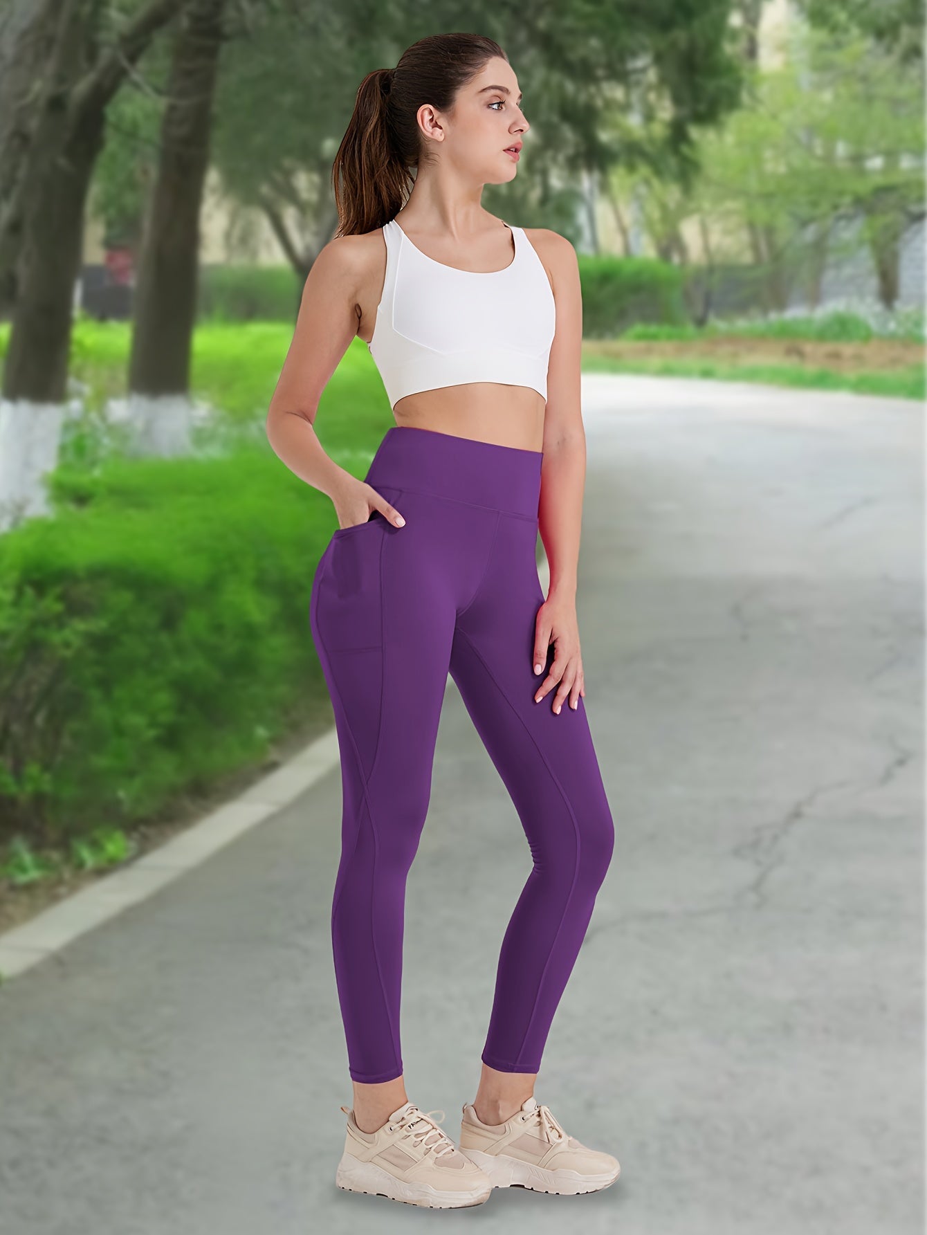 Women's High Waist Compression Leggings 3-Pack with Pockets 230g Breathable Tights for Yoga Fitness Sports Daily Wear – All Seasons Multi-Color Shapewear S-XXL