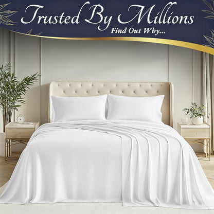 Cooling Bamboo Bed Sheet Sets Deep Pocket | Ultra-Soft Breathable 4-Piece Sheets for Hot Sleepers | Twin Full Queen King | Moisture-Wicking Temperature Regulating Pillowcases Included