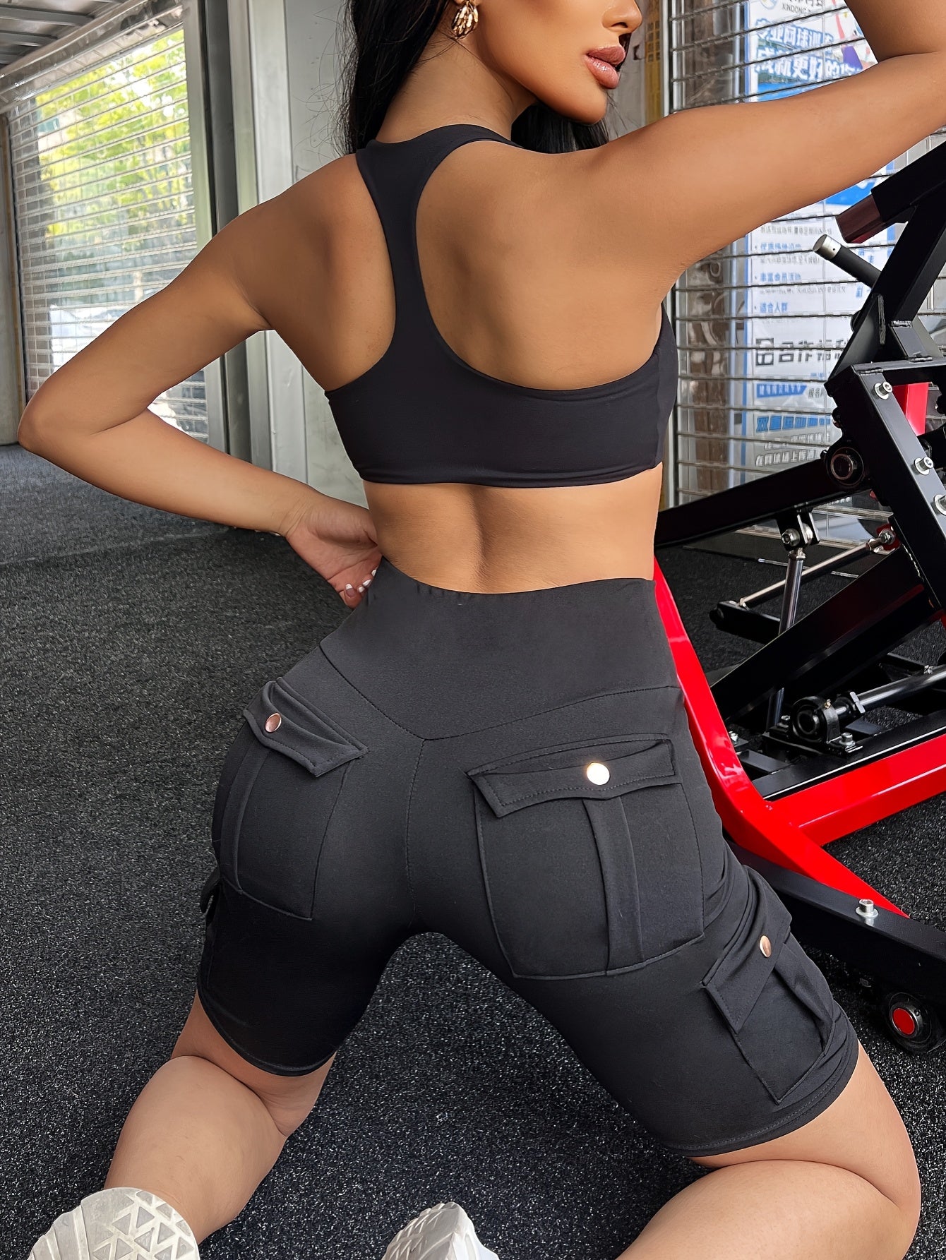 Women's High Waist Yoga Shorts with Pockets – Solid Color Soft Stretch Workout Shorts for Yoga Gym Running, Flattering Fit, Spring Summer Fall Activewear