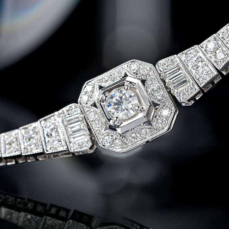 925 Sterling Silver Moissanite Bracelet for Women & Men – Sparkling Luxury Jewelry for Engagement, Wedding, Anniversary, Mother's Day, Holiday Gifts – Elegant Korean Style Daily Wear Bracelet (19.55G)
