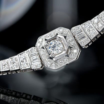 925 Sterling Silver Moissanite Bracelet for Women & Men – Sparkling Luxury Jewelry for Engagement, Wedding, Anniversary, Mother's Day, Holiday Gifts – Elegant Korean Style Daily Wear Bracelet (19.55G)
