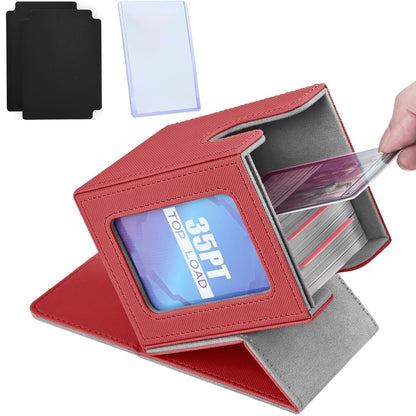 TCG Deck Box 100+ Double Sleeved Cards Commander Display Card Storage Case with 2 Dividers Top Sleeve Compatible with MTG Magic the Gathering Pokemon Yu-Gi-Oh Trading Card Game Black Gray Blue Purple Green