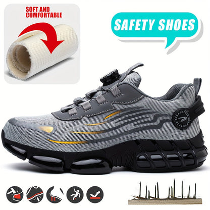 Steel Toe Work Shoes for Men Slip Resistant Safety Boots Breathable Composite Toe Sneakers Abrasion Resistant Construction Work Boots Black Dark Gray US 6-11