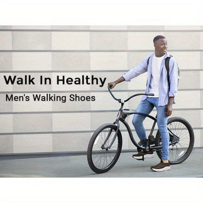 Men's Hands-Free Slip-On Orthopedic Sneakers – Wide Toe Box, Arch Support, Metatarsal Pad, Cushioned Zero Drop Sole, Mesh Upper, Walking Shoes for Comfort & Pain Relief