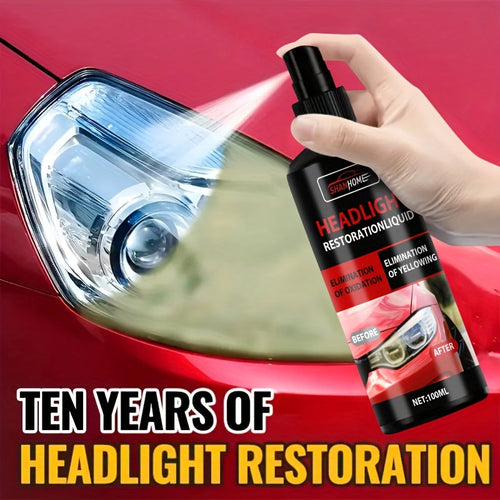 Headlight Restoration Kit – Anti-Yellowing & Oxidation Repair Solution with Protective Coating Spray, Restores Foggy, Hazy & Cloudy Headlights – Includes Sponge & Towel (3.38oz)
