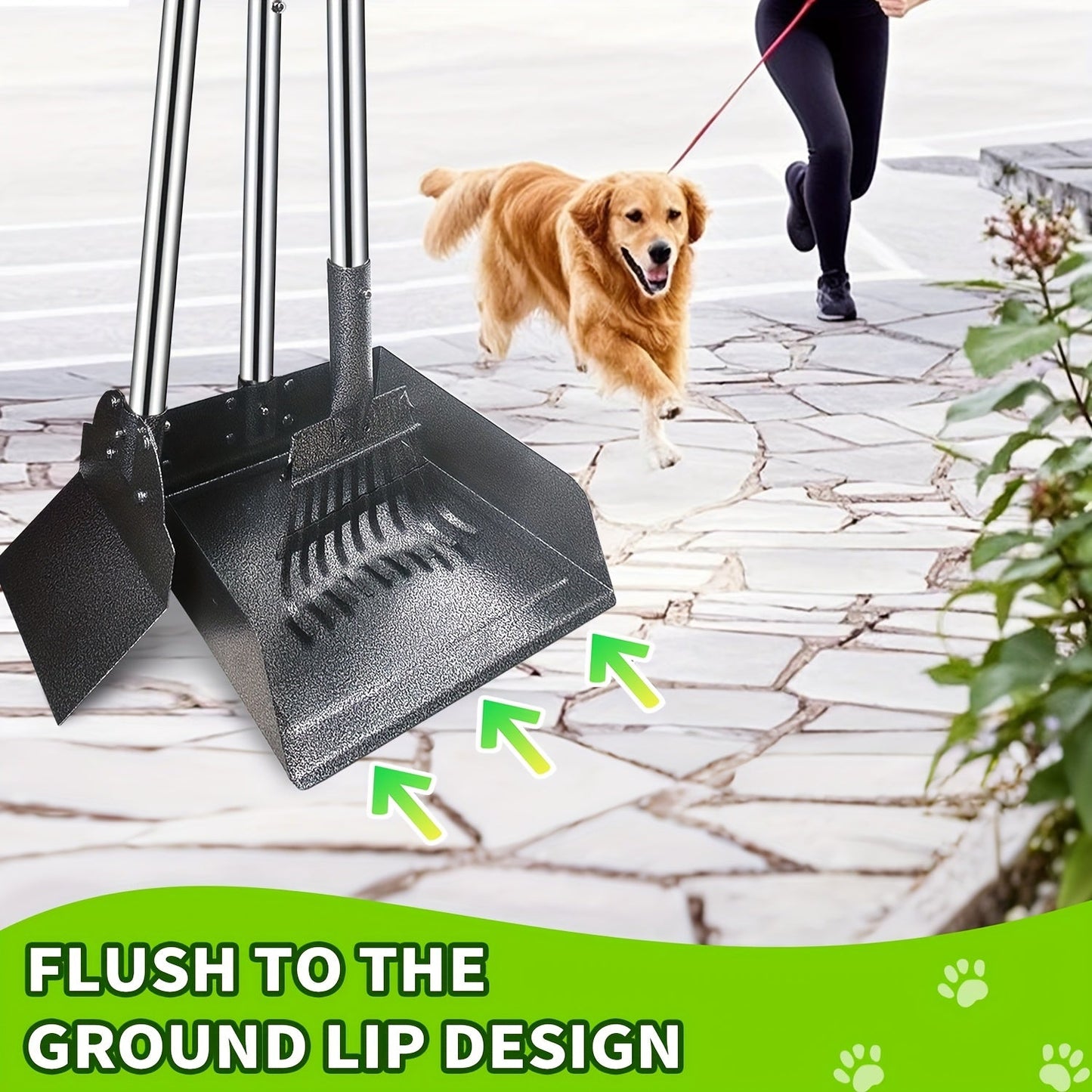 Heavy-Duty Dog Pooper Scooper with 48" Extended Handle – Stainless Steel Swivel Tray, Rake & Spade Set for Grass, Dirt & Gravel, No-Bend Pet Waste Removal for All Dog Sizes (2/3 Piece Set)