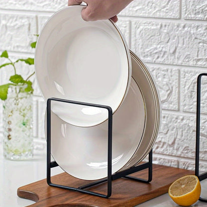 4-Pack Stainless Steel Cabinet Plate Organizer & Dish Rack – Space-Saving Plate Holder, Bowl Organizer & Dish Storage Rack for Kitchen Cabinet and Counter – Durable Kitchen Organizer Set