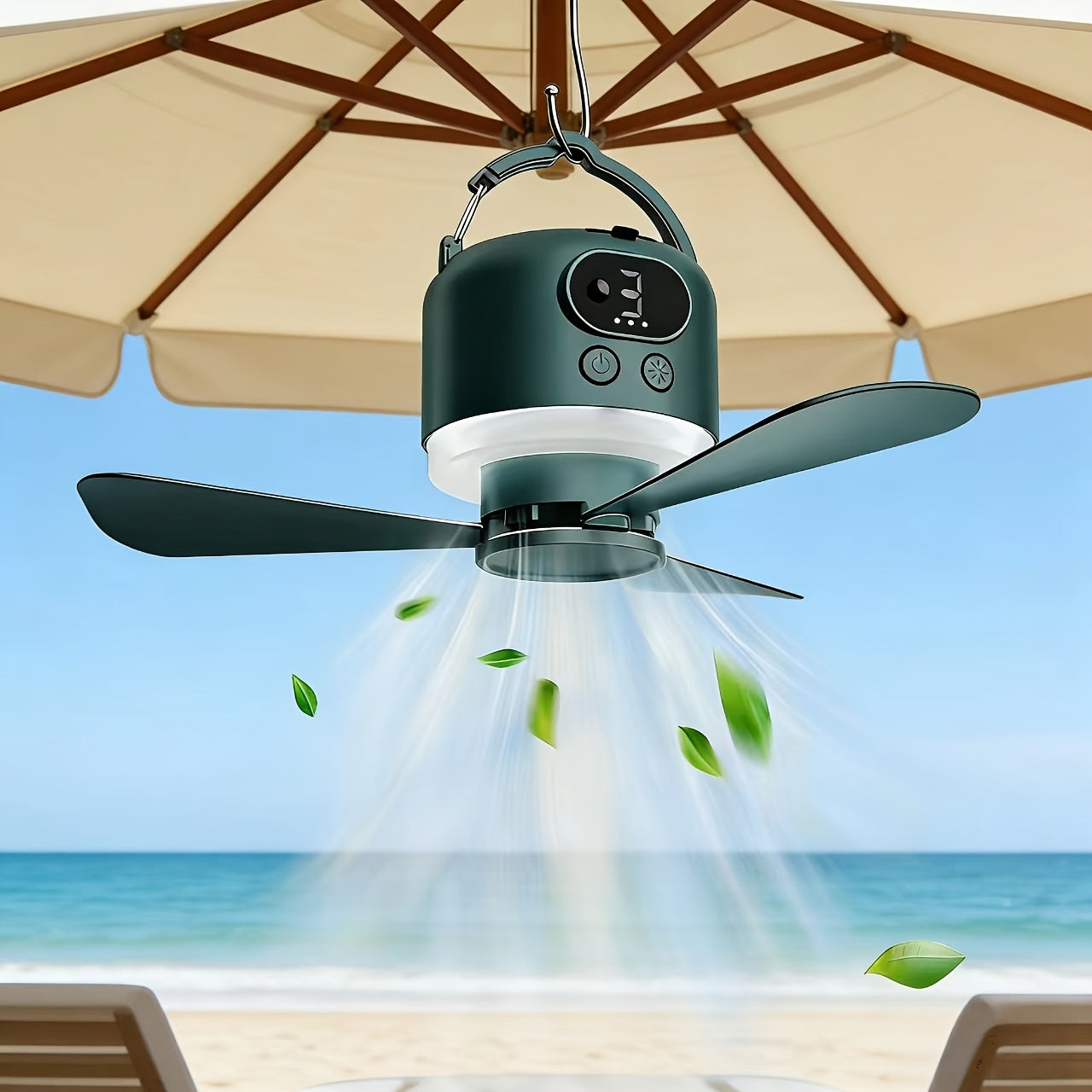 Portable Camping Ceiling Fan 10400mAh USB Rechargeable – Tent Fan with Remote Control, LED Light, Detachable Blades & 4-Speed Settings for Camping, Outdoor, RV, Bedroom & Home Use