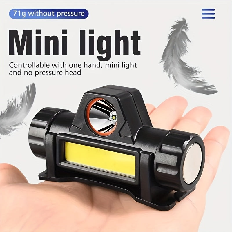 Rechargeable COB LED Headlamp 4-Pack – Super Bright USB Rechargeable Headlight with Magnetic Base, Long Range & COB Modes, Adjustable Hard Hat Clip, 500mAh Battery for Camping, Hiking, Fishing & Work