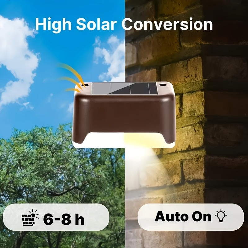 Solar LED Deck Lights Outdoor Stair Step Lights Auto On/Off 12-Hour Warm White Lighting for Fence, Pathway, Patio, Balcony & Yard – Weatherproof ABS, Pack of 8, 16 or 32 – No Wiring Required
