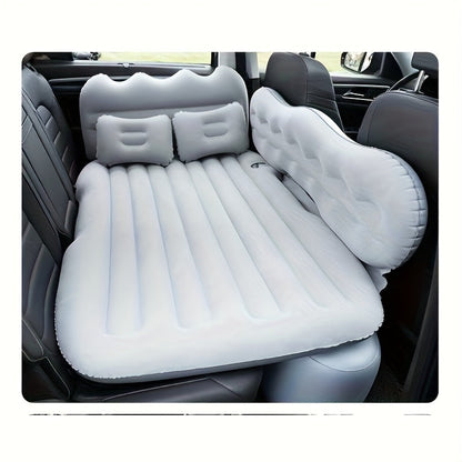 Car Inflatable Bed for SUV Sedan Soft Flocked Rear Seat Air Mattress Foldable Portable Sleeping Mat for Camping Road Trips Picnics – Includes Air Pump & Storage Bag, Black Grey Beige Pink