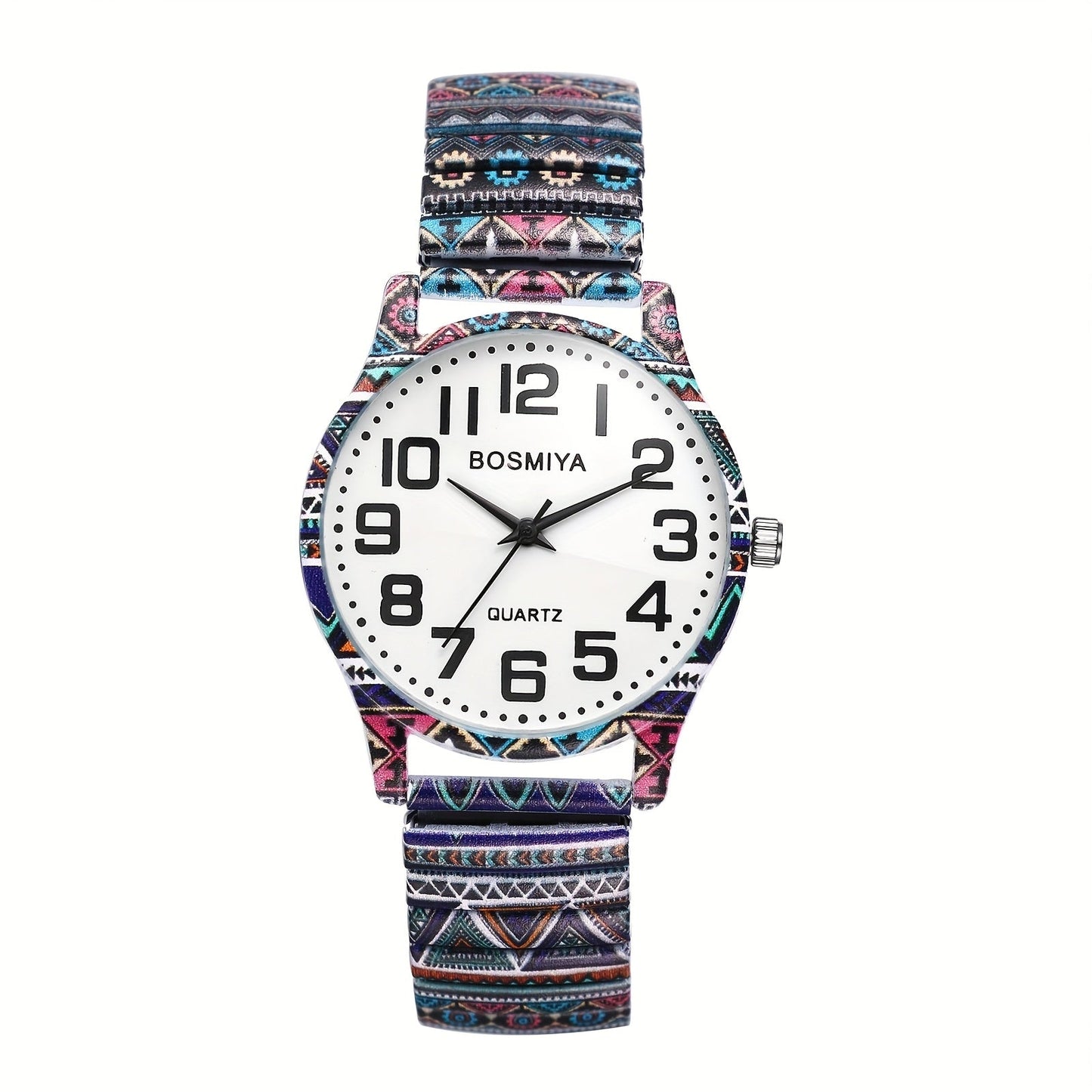 Bohemian Quartz Watch Unisex Printed Stretch Band Wristwatch – Starry Sky Sunflower Tree of Life Boho Designs, Large Arabic Numeral Dial, Nature-Inspired Gift for Women & Men Valentine Birthday