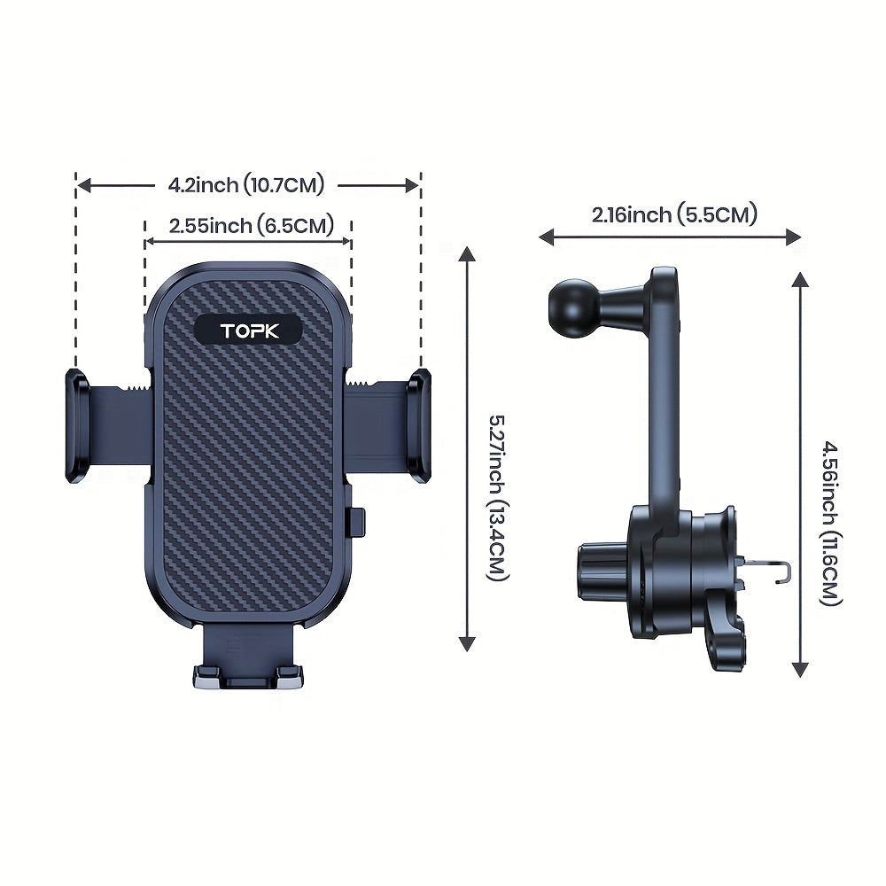 Car Phone Mount Extended Arm 3-Point Support, Extendable Metal Hook Cell Phone Holder for Car Dashboard Windshield, Superior Stability Universal Fit for iPhone Samsung Android