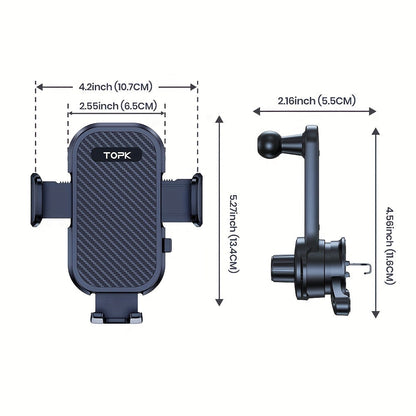 Car Phone Mount Extended Arm 3-Point Support, Extendable Metal Hook Cell Phone Holder for Car Dashboard Windshield, Superior Stability Universal Fit for iPhone Samsung Android