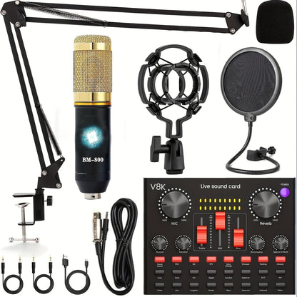 BM800 Condenser Microphone & Sound Card Recording Kit – Home Studio Bundle for Podcasting, Streaming, Voice Overs & Music, Compatible with PC, Smartphone & Tablet, Multiple Models Available