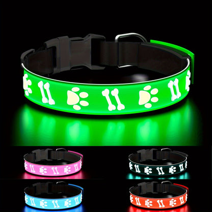 LED Dog Collar with 15 Light Modes USB Rechargeable – Glowing Safety Collar 3D Flash Patterns Night Walk Visibility XS S M L 5 Colors Blue Pink Red Green Black for Small Medium Large Dogs & Puppies