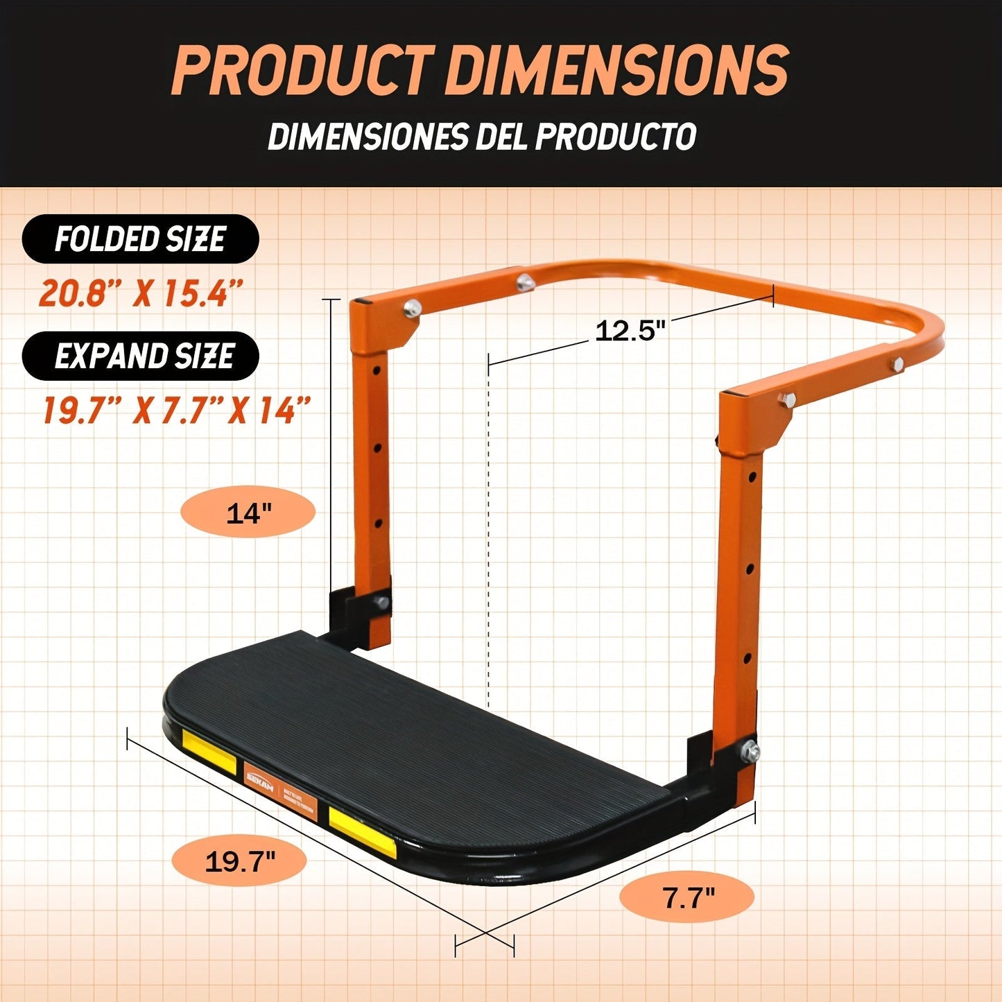 Foldable Tire Steps Anti-Slip for Truck SUV Trailer – Adjustable Height, 300/500/650 LB Load Capacity, Fits Tires Up to 13.5" Wide, Portable Tire Step Stool