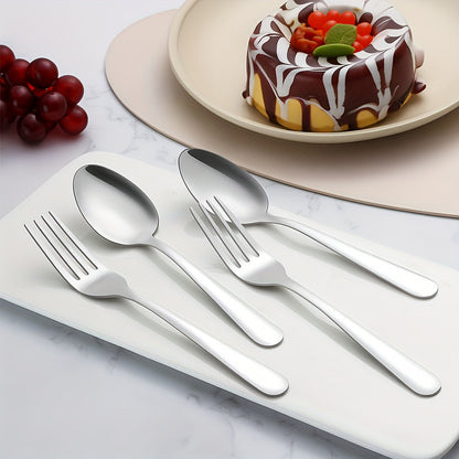 Stainless Steel Flatware Set 60/90 Piece – Silverware for 12-18 People with Gift Box, Steak Knives Salad Forks Dessert Spoons, Dishwasher Safe, for Home Wedding Camping Party Halloween
