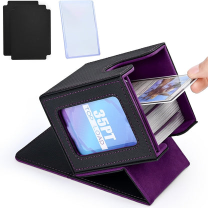 TCG Deck Box 100+ Double Sleeved Cards Commander Display Card Storage Case with 2 Dividers Top Sleeve Compatible with MTG Magic the Gathering Pokemon Yu-Gi-Oh Trading Card Game Black Gray Blue Purple Green
