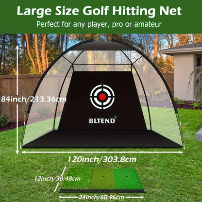 10x7ft Golf Practice Net & Mat Set with Balls, Tees & Carry Bag – Heavy Duty Golf Hitting Net for Backyard, Basement & Indoor Outdoor Use, Golf Training Equipment Gift for Men & Women