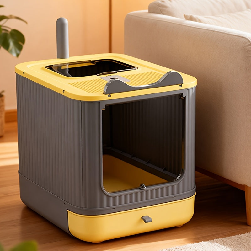 Large Enclosed Cat Litter Box with Lid - Covered Design for Odor Control & High Privacy, Easy Clean Modern Cat Toilet for Multiple Cats, Includes Garbage Bags, Extra Large Cat Litter Box Furniture