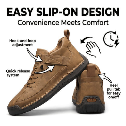 Men's Slip-On Ankle Boots Lightweight Mid-Top Loafers Cushioned Sole Non-Slip for Walking Driving Casual Office Semi-Formal Spring Fall EU 34.5-48