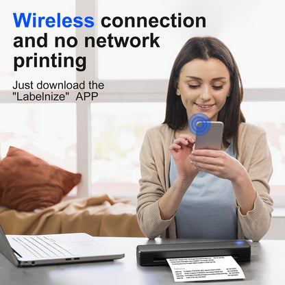 Portable Inkless Thermal Printer Wireless – D810B A4 & US Letter 8.5x11 Mobile Printer, 200 Sheets Per Charge, Compatible with iPhone Android & Laptop, for Home Office School Travel, Includes 20 Sheets