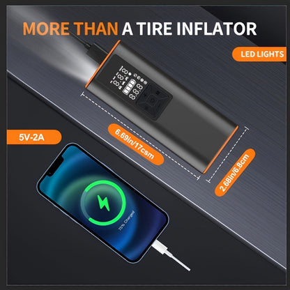 Portable Tire Inflator 150 PSI Wireless Air Compressor – Digital Pressure Gauge, Auto Shut-Off, LED Light, Dual Power 6000mAh Battery + 12V Cord, 4 Preset Modes for Car Motorcycle Bike Ball