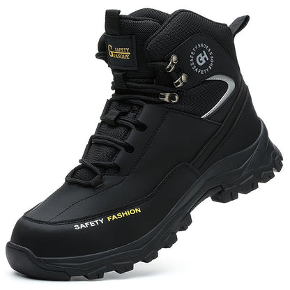 Steel Toe Work Boots for Men Heavy Duty All-Terrain Rubber Sole Cushioned Insole Arch Support Four-Season Construction Industrial Farm Outdoor Boots Black Army Green Sizes US 6-11