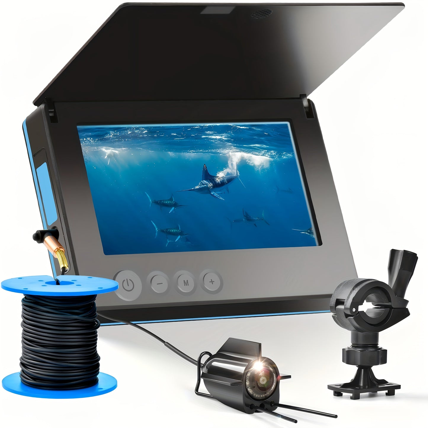 Fish Finder with HD Underwater Camera 4.3 Inch Screen 140° Wide Angle Lens Fish-Attracting Light – Portable Viewing Set for Ice Fishing Lake River Dock
