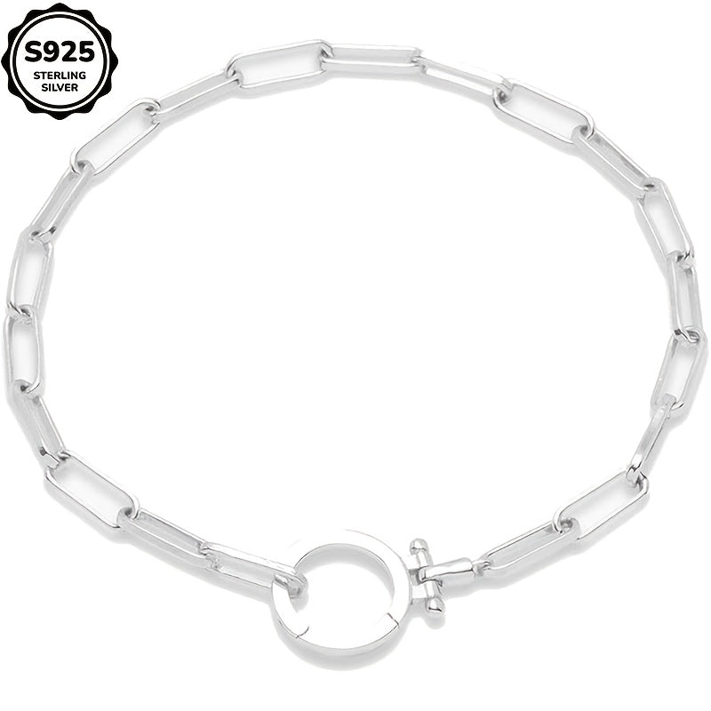 925 Sterling Silver Parker Link Bracelet for Women - Paper Clip Chain Iconic Buckle Elegant Luxury Boho Bracelet Gift for Wife Mom Friend - Valentine's Day Christmas Birthday