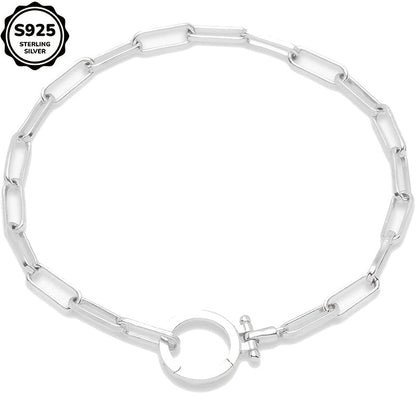 925 Sterling Silver Parker Link Bracelet for Women - Paper Clip Chain Iconic Buckle Elegant Luxury Boho Bracelet Gift for Wife Mom Friend - Valentine's Day Christmas Birthday