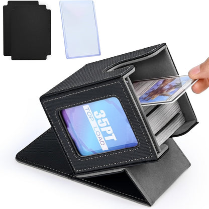 TCG Deck Box 100+ Double Sleeved Cards Commander Display Card Storage Case with 2 Dividers Top Sleeve Compatible with MTG Magic the Gathering Pokemon Yu-Gi-Oh Trading Card Game Black Gray Blue Purple Green