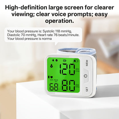 Wrist Blood Pressure Monitor Automatic Digital BP Cuff – Large LCD Display Pulse Rate Irregular Heartbeat Detection Portable Home Use for Seniors Adults