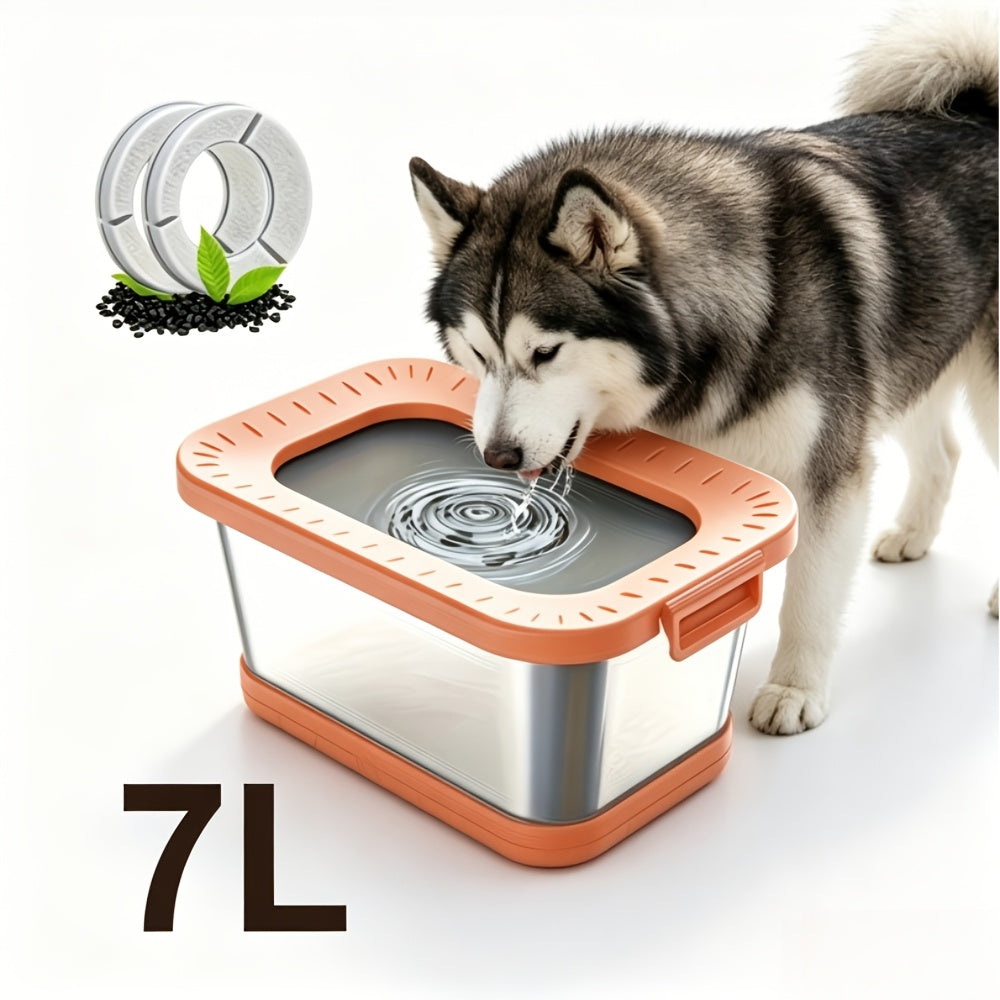 7L Stainless Steel Dog Water Bowl Anti-Spill Splash-Proof Slow Feeder for Messy Drinkers Heavy Duty Indoor Outdoor Pet Bowl – Large Capacity