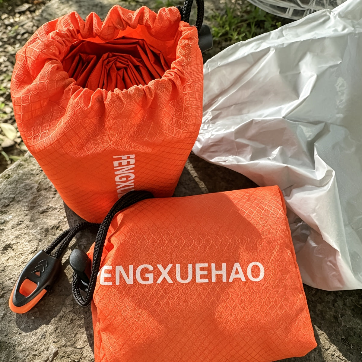 Emergency Mylar Sleeping Bag 4-Piece Kit – 2 Thermal Survival Sleeping Bags + 2 Whistles, Lightweight Portable Shelter for Camping, Hiking, Backpacking, Outdoor Survival & Emergencies