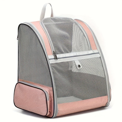 Foldable Ventilated Pet Carrier Backpack for Cats & Dogs – PVC Mesh Airflow, Chest Harness, Removable Mat, Fits Cats up to 18 lbs & Dogs up to 15 lbs, for Travel, Hiking, Flights & Car Rides