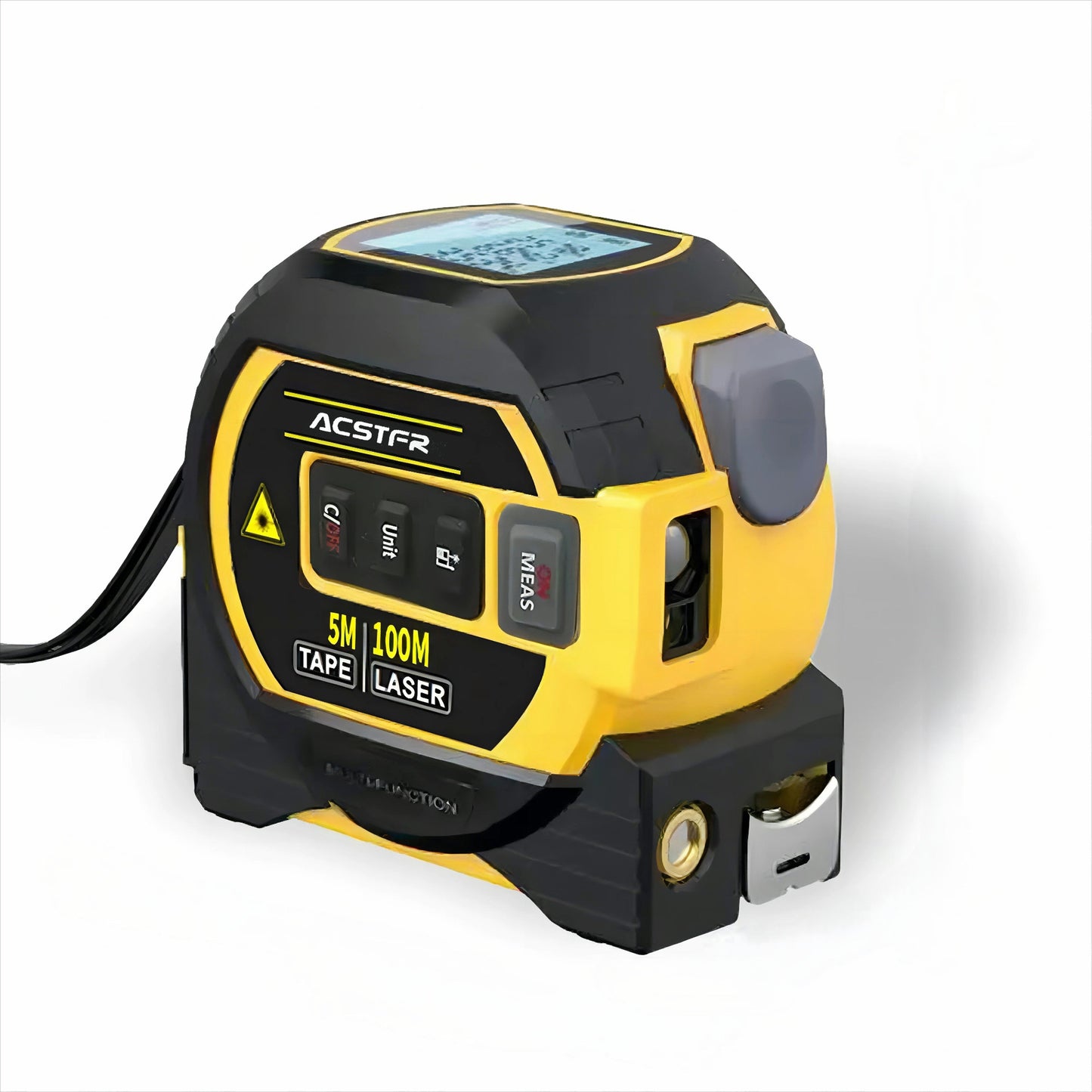 3-in-1 Laser Tape Measure with Digital Rangefinder & Steel Tape – High Precision Cross Laser Measuring Tool, Color Screen, Voice Broadcast, 2 AAA Batteries Included, for Construction, DIY & Home Use
