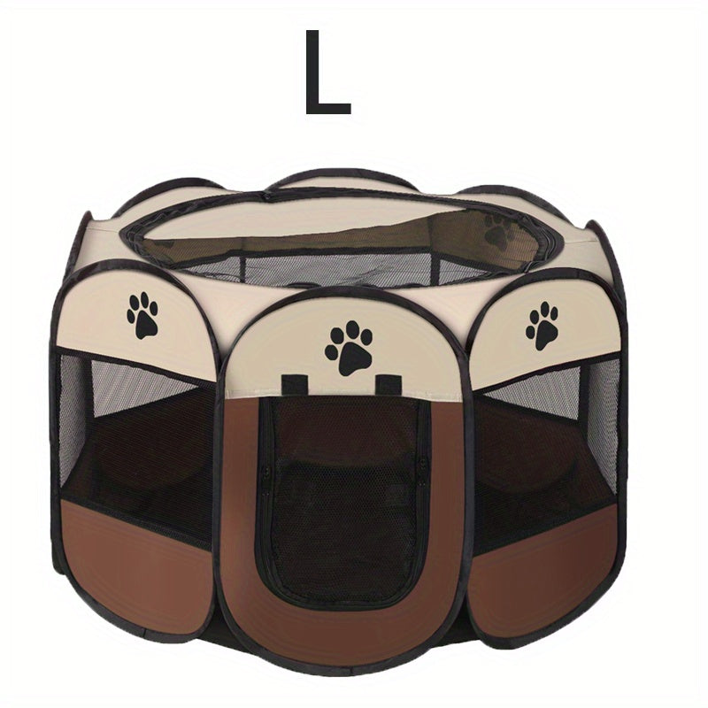 Portable Foldable Pet Playpen with Zipper Gate – 3 Sizes S/M/L Collapsible Mesh Enclosure for Cats, Dogs, Puppies & Kittens, Scratch-Resistant Indoor Outdoor Pet Fence Play Yard